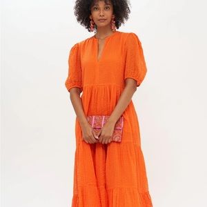 Oliphant dress PUFF SLEEVE MAXI- SUNSET ORANGE